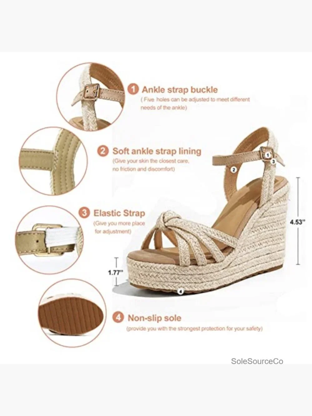 Braided Espadrille Wedge Platform Sandals Ankle Strap Open Toe Summer